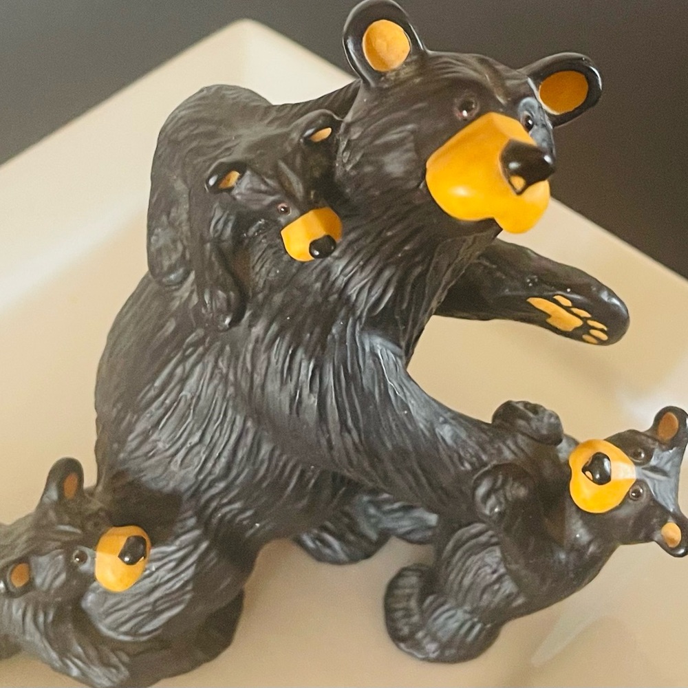 Charming Black Bear Family Figurine